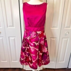 THEIA Watercolor Cocktail Dress Rare Color Combination Stunning Sz 10